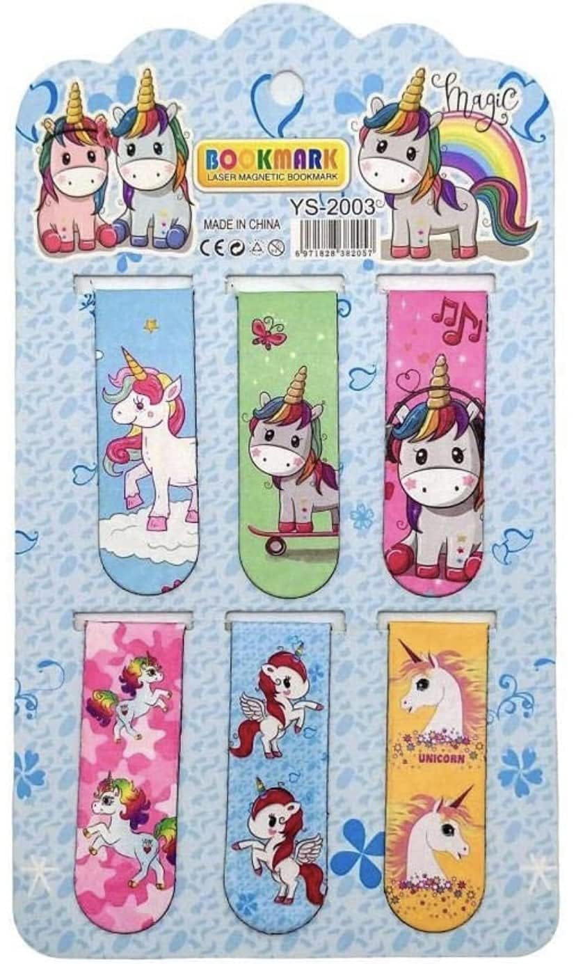 Cute Unicorn Magnetic Bookmarks (6-Pack) – Laser Magnetic Page Markers for Kids & Book Lovers