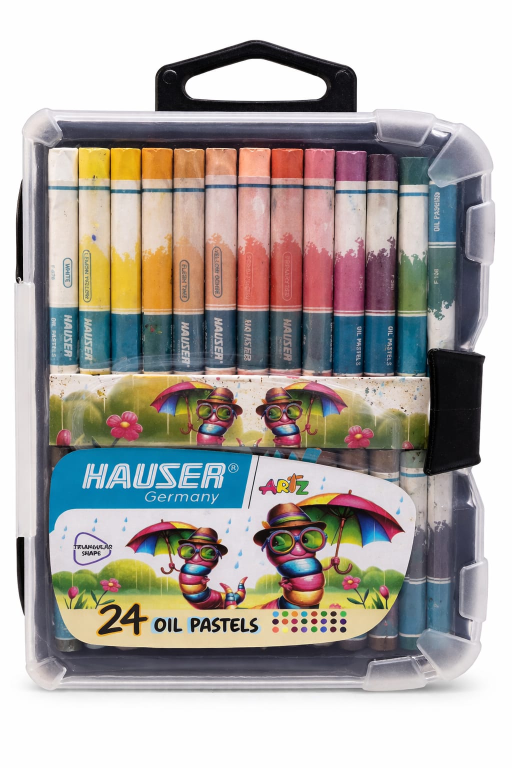 HAUSER ARTZ Oil Pastels | 24 Vibrant Shades in a Durable Plastic Box, Smooth & Blendable Colors for Artists, Students, and Hobbyists - Ideal for Drawing, Sketching, and Painting