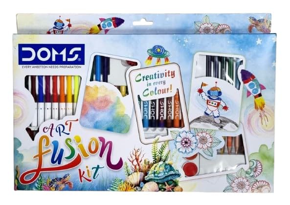 DOMS Art Fusion Kit Complete Drawing & Painting Stationery Combo Pack – Mixed Media Creative Gift Set with Sketch Pens, Oil Pastels, Color Pencils & Watercolors – Ultimate Art Supplies for Kids & Students
