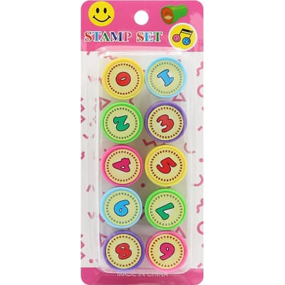 10-Piece Kids Number Stamp Set - Colorful Educational Math & Craft Stamper Toys For Toddlers