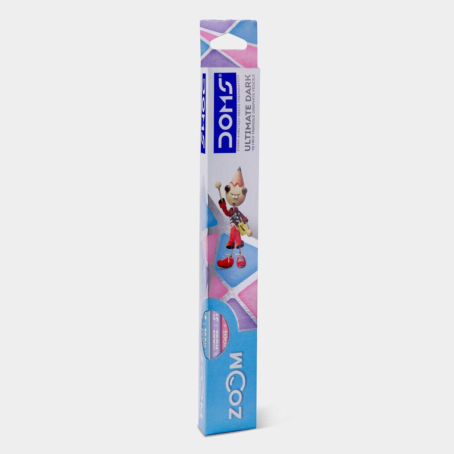 DOMS Zoom Ultimate Dark Triangle Pencils (Pack of 10) – Premium HB/2 Ergonomic Graphite Pencils with Eraser & Sharpener