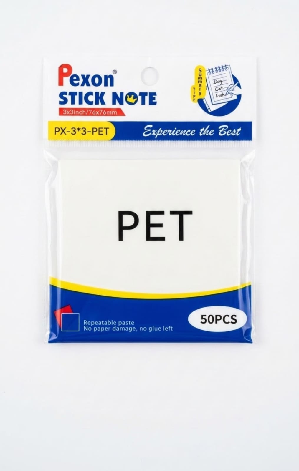 Pexon Transparent Sticky Notes (3x3 Inch, 50 Sheets) – Clear Waterproof PET Self-Adhesive Memo Pads for Book Annotating, Studying & Office Reminders