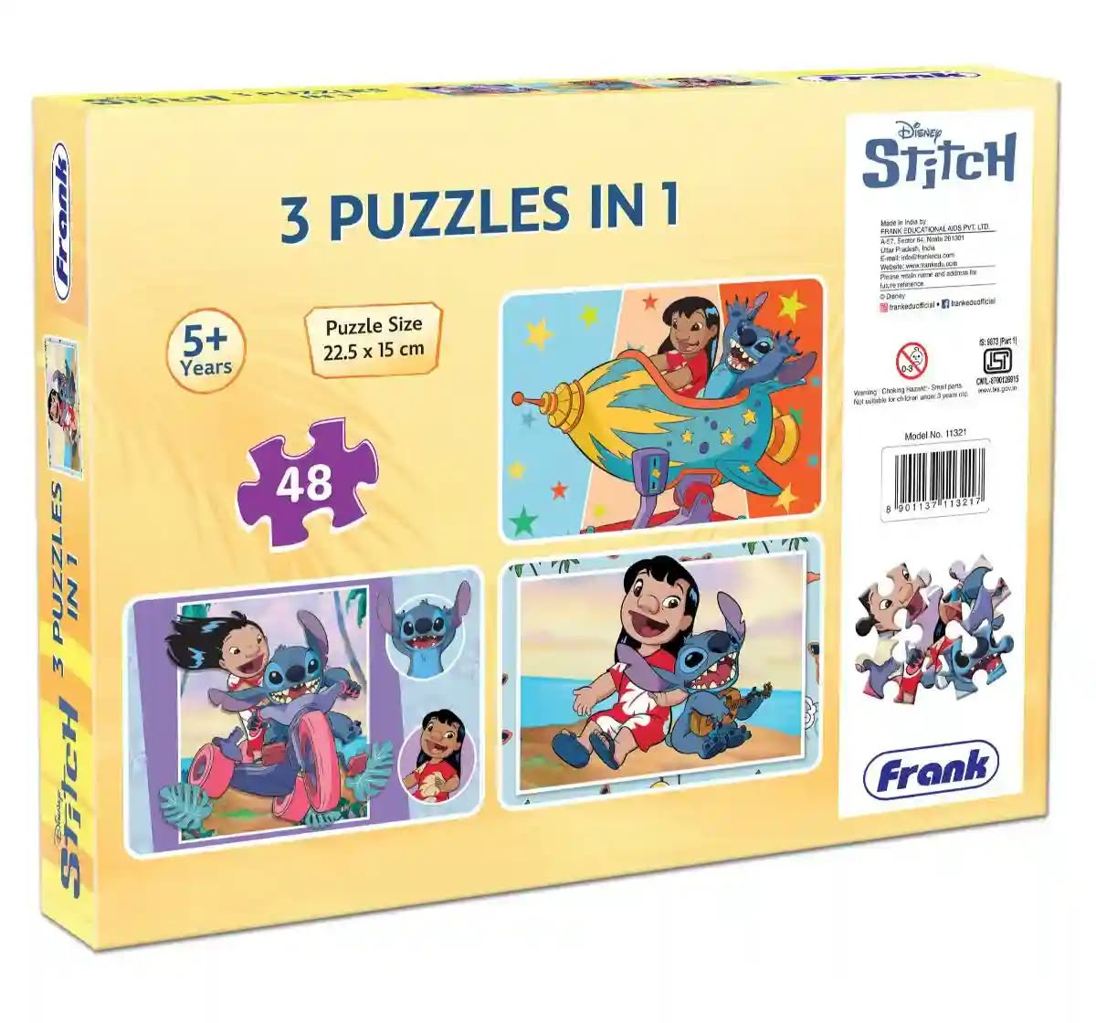Frank Disney Stitch 3-in-1 Jigsaw Puzzle Set – Three 48-Piece Educational Puzzles for Kids Age 5+