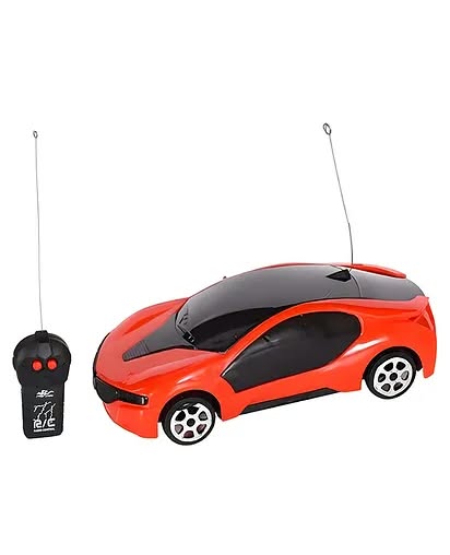 Rechargeable Red RC Sports Car Toy – Remote Control Racing Car with Functional LED Lights for Kids