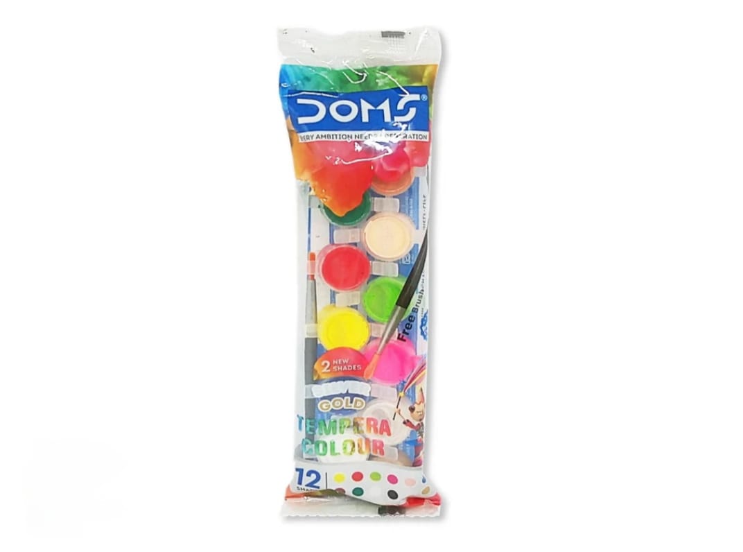 DOMS Tempera Colors 12 Shades Pouch Pack | Ultimate Creative Painting Kit for Kids 5+