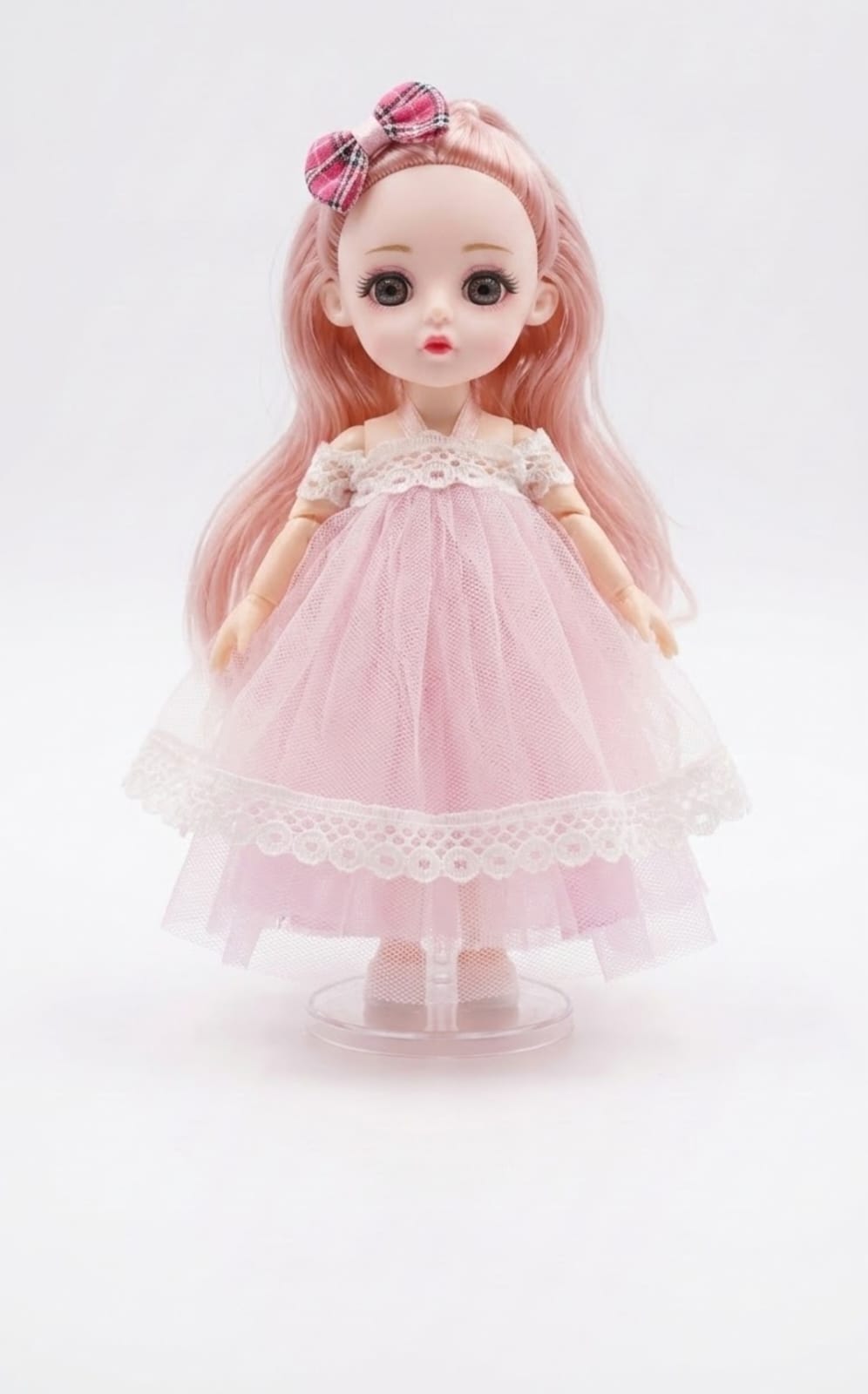 Cute Princess Doll Keychain with Pink Tulle Dress - Mini Ball Jointed Doll Keyring for Bags & Backpacks