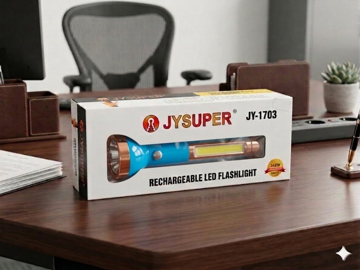 JYSUPER JY-1703 Rechargeable LED Flashlight – High-Power Handheld Torch with COB Side Light