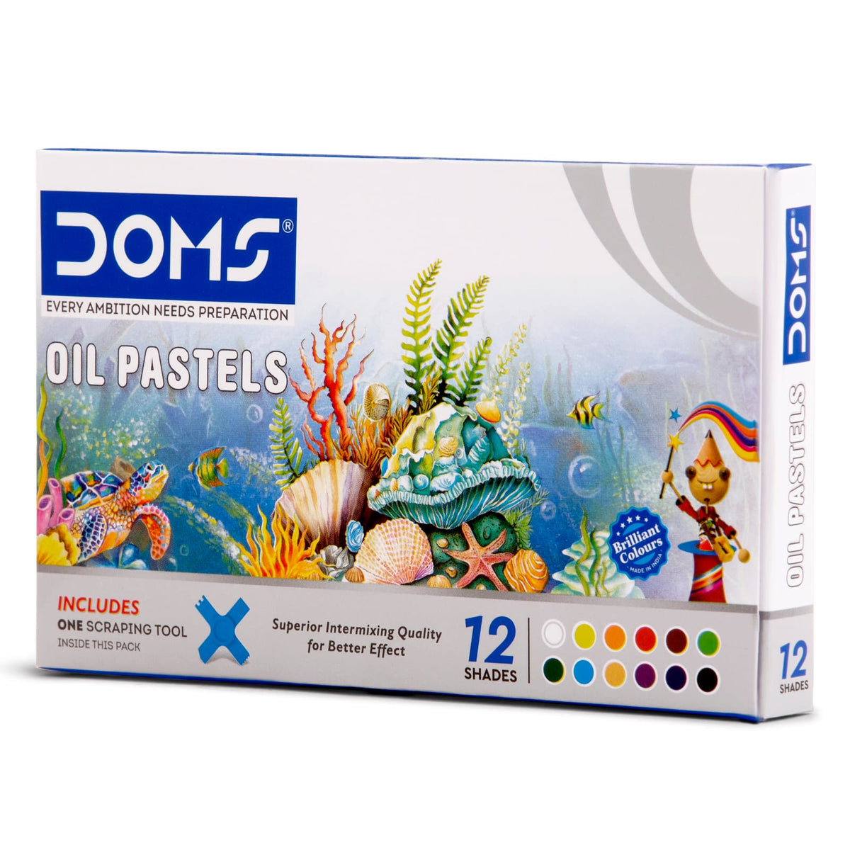 DOMS Oil Pastels 12 SHADES with Scrapper Inside |Superior Intermixing Quality | 12 Brilliant colours