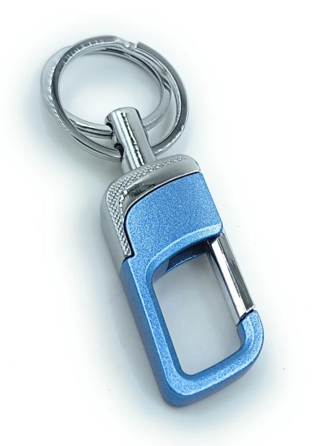 Premium Zinc Alloy Carabiner Keychain in Metallic Blue – Heavy-Duty Anti-Lost Car Key Clip – Luxury Dual Ring Valet Key Holder & Belt Loop Hook for Men & Women