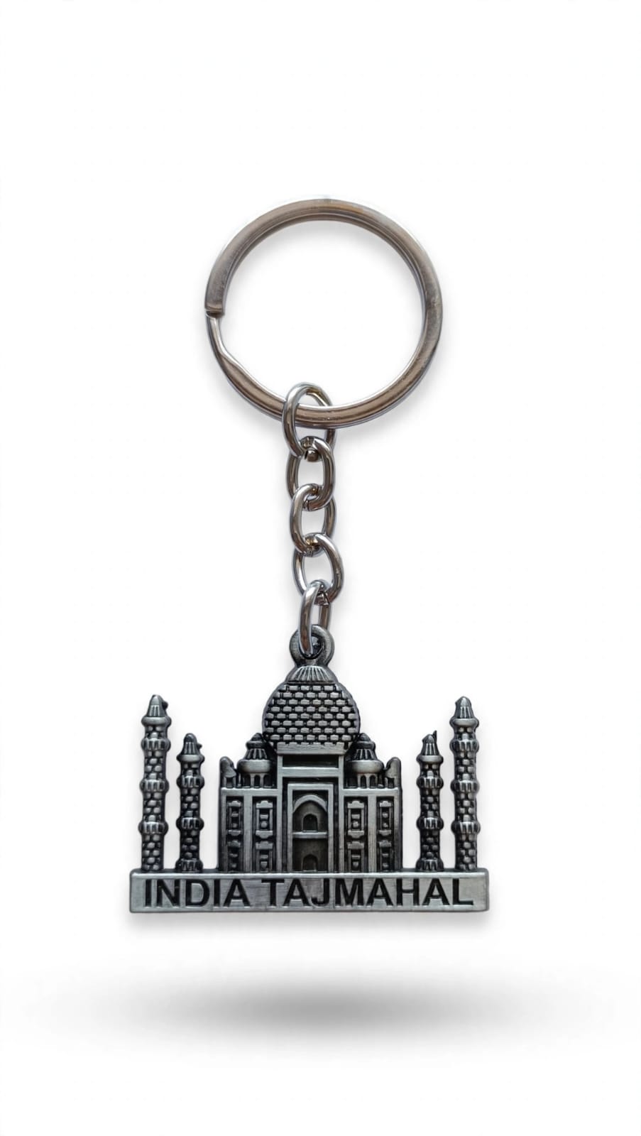 Taj Mahal India Metal Keychain – Detailed Monument Souvenir Key Ring, Wonder of the World Antique Silver Backpack Charm & Travel Gift