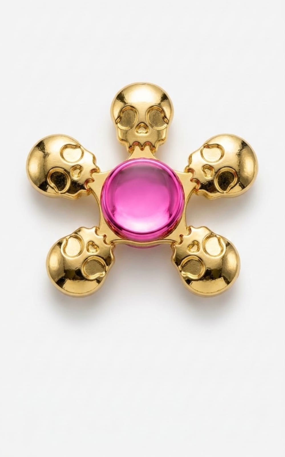 Luxury Gold Skull Metal Fidget Spinner – 5-Arm Gothic Skeleton Premium EDC Desk Toy