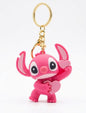 Disney Lilo & Stitch Angel Pink Rubber Keychain – Cute Cartoon Character Keyring