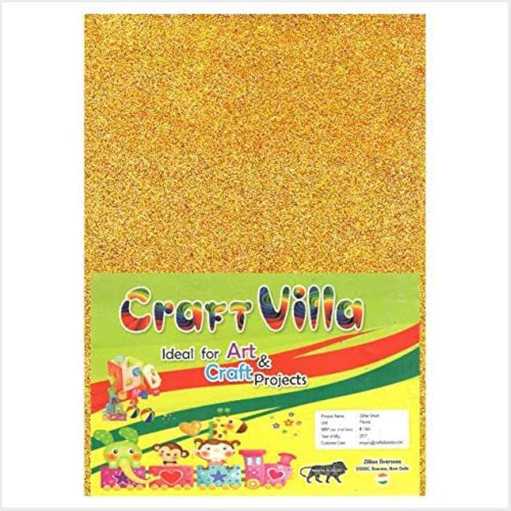 Craft Villa Glitter Foam Sheets Set – Shiny Metallic Paper for Kids DIY Craft Projects