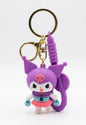 Sanrio Kuromi Purple Rubber Keychain with Wristlet Strap – Cute 3D Anime Keyring