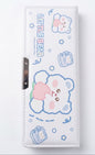 Cute Little Bear Pencil Box – Kawaii Magnetic Pastel Stationery Case, White Hard Shell Multi-Functional Pencil Case Organizer with Mirror & Sharpener for Kids