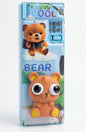 Cool Bear Kids Pencil Box – Multi-Functional Light Blue Plastic Geometry Box, Cute Cartoon Bear Stationery Organizer with Built-in Dual Pencil Sharpener for School Boys