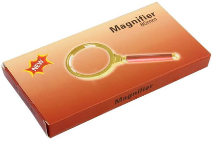80mm Handheld Magnifying Glass – Premium Reading Magnifier Lens with Elegant Wooden Handle