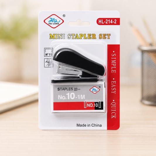 Mini Portable Pocket Stapler Set – Compact Desktop Stapler with No.10 Staples for Office & School