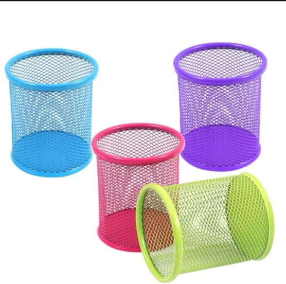 Foska Mesh Metal Pen Holder – Round Desk Organizer Cup for Pencils, Pens & Art Supplies