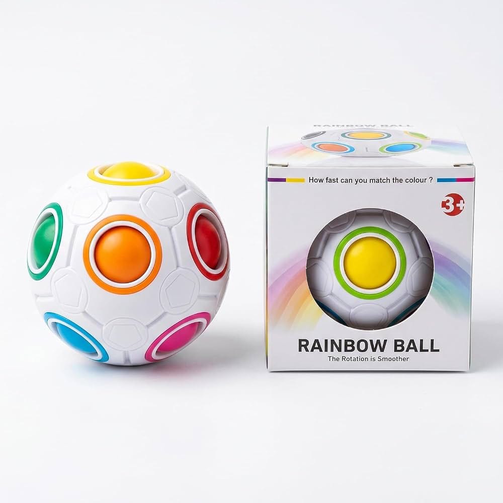 Rainbow Ball Puzzle Multicolor Brain Teaser Fidget Toy for Kids & Adults Age 3+