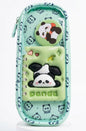 Cute Panda Pencil Case with Mini Notebook – Kawaii Mint Green Stationery Pouch, Large Capacity Cartoon Pen Case with Matching Panda Badge Set for Kids & Girls