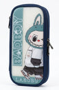Labubu Cartoon Pencil Case – Cute Monster Art Stationery Pouch, Large Capacity Double Zipper Pen Case, Navy Blue Cool School Organizer for Boys & Kids