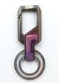 Heavy Duty Gunmetal Carabiner Keychain with Purple Accent – Dual Ring Belt Loop Key Clip