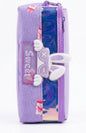 Cute Purple Rabbit Pencil Case – Kawaii Double Zipper Pencil Pouch, Large Capacity Stationery Organizer with Iridescent Holographic Strip & 3D Bunny Detail
