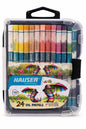 HAUSER ARTZ Oil Pastels | 24 Vibrant Shades in a Durable Plastic Box, Smooth & Blendable Colors for Artists, Students, and Hobbyists - Ideal for Drawing, Sketching, and Painting