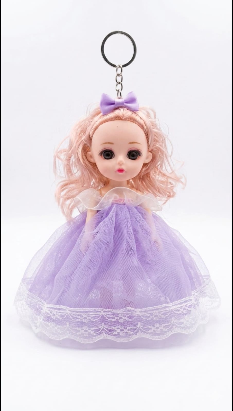 Cute Princess Doll Keychain with Purple Dress - Mini Ball Jointed Doll Keyring for Bags & Backpacks