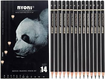 NYONI Professional Sketch Drawing Pencil Set (14-Piece) – Premium Artist Graphite Shading Pencils for Art, Sketching & Illustration