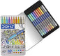 DOMS Metallic Marker Pens Set (10 Shades) – Premium Super Smooth Fine Tip Shimmer Markers in Protective Metal Tin Case for DIY Art, Craft & Journaling