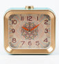 Vintage Square Alarm Clock with Mandala Face – Gold & Turquoise Accent Clock