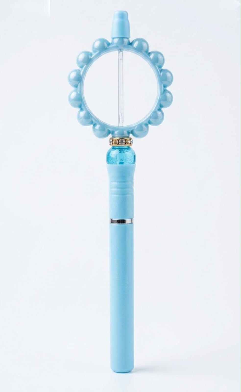 Magic Wand Bubble Pen for Kids – DIY Beadable Princess Pen with Bubble Blower Top, Pastel Blue Novelty Stationery & Toy