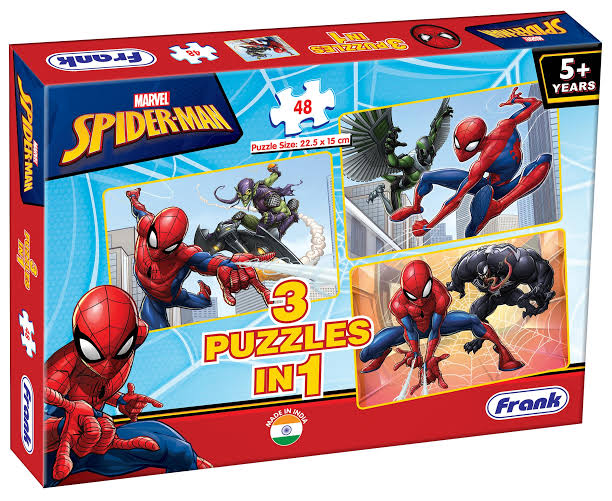 Frank Marvel Spider-Man 3-in-1 Jigsaw Puzzle Set – Three 48-Piece Educational Puzzles for Kids Age 5+