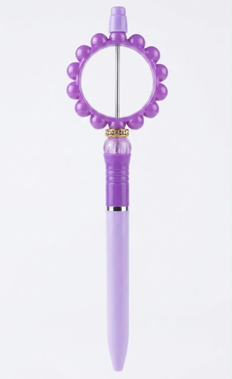 Magic Wand Bubble Pen for Kids – DIY Beadable Princess Pen with Bubble Blower Top, Pastel Blue Novelty Stationery & Toy