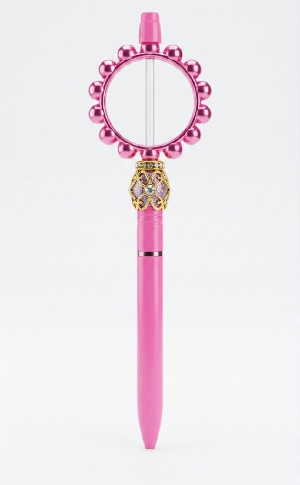 Magic Wand Bubble Pen for Kids – DIY Beadable Princess Pen with Bubble Blower Top, Pastel Blue Novelty Stationery & Toy