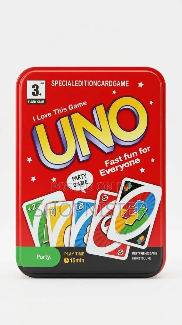 Uno Party Special Edition Metal Tin, Family Card Game (Multicolor)