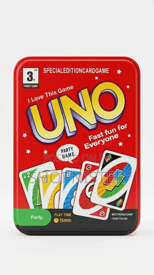 Uno Party Special Edition Metal Tin, Family Card Game (Multicolor)