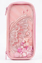 Aesthetic Butterfly Wing Pencil Case – Kawaii Pink Fairy Shaker Pencil Pouch, Large Capacity Stationery Organizer with Pearls, Beads & Flowers for Girls & Kids