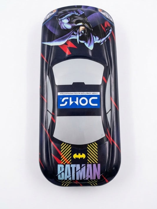 DOMS Batman Pencil Box – Kids Superhero Car Shaped Tin Stationery Case, Multi-Functional Metal Pencil Box School Organizer for Boys & Students