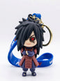 Naruto Madara Uchiha Rubber Keychain with Blue Wrist Strap – Cute Chibi Anime Figure Keyring