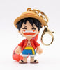 One Piece Monkey D. Luffy Smiling Rubber Keychain – Cute Anime Straw Hat Keyring with Red Wrist Strap