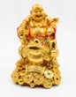 Golden Laughing Buddha Sitting on Money Frog – Feng Shui Statue for Wealth & Good Luck