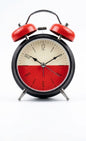 Retro Twin Bell Analog Alarm Clock – Extra Loud Mechanical Double Bell, Silent Non-Ticking (Red & Black Split Dial)