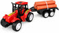 Red Toy Farm Tractor with Detachable Log Trailer – Friction Powered Logging Truck Play Vehicle, Cute Novelty Construction & Farm Toy for Kids