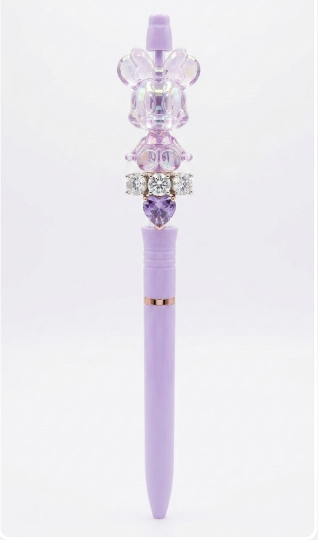 Crystal Cartoon Mouse Projector Pen – Iridescent Character Light-Up Pen, Cute Pastel Blue Novelty Stationery & Kids Toy