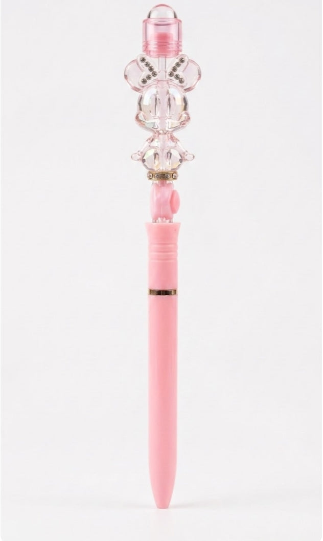 Crystal Cartoon Mouse Projector Pen – Iridescent Character Light-Up Pen, Cute Pastel Blue Novelty Stationery & Kids Toy