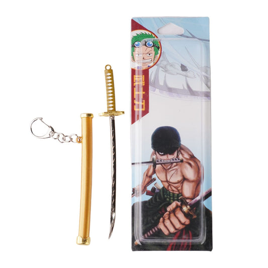 One Piece Zoro Sandai Kitetsu Katana Keychain - 15cm Mini Metal Anime Sword Replica with Sheath