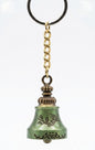 Vintage Bronze & Green Patina Bell Keychain – Antique Metal Lucky Dragon Keyring